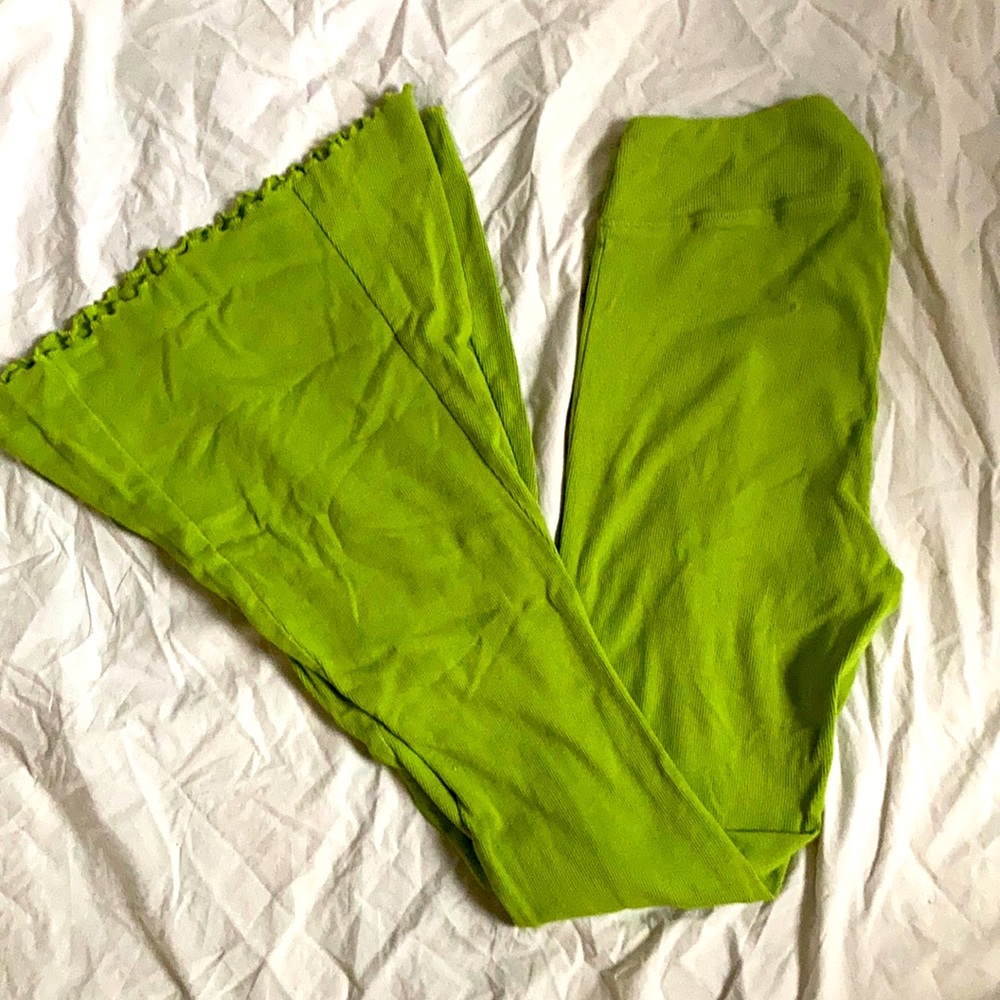 Lettuce hemmed high waist green leggings